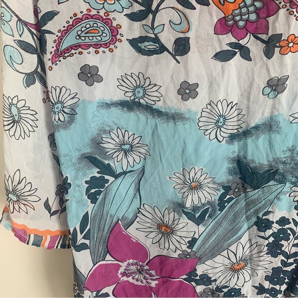 Coldwater Creek 100% Silk Floral Striped Tunic Top - Picture 11 of 12